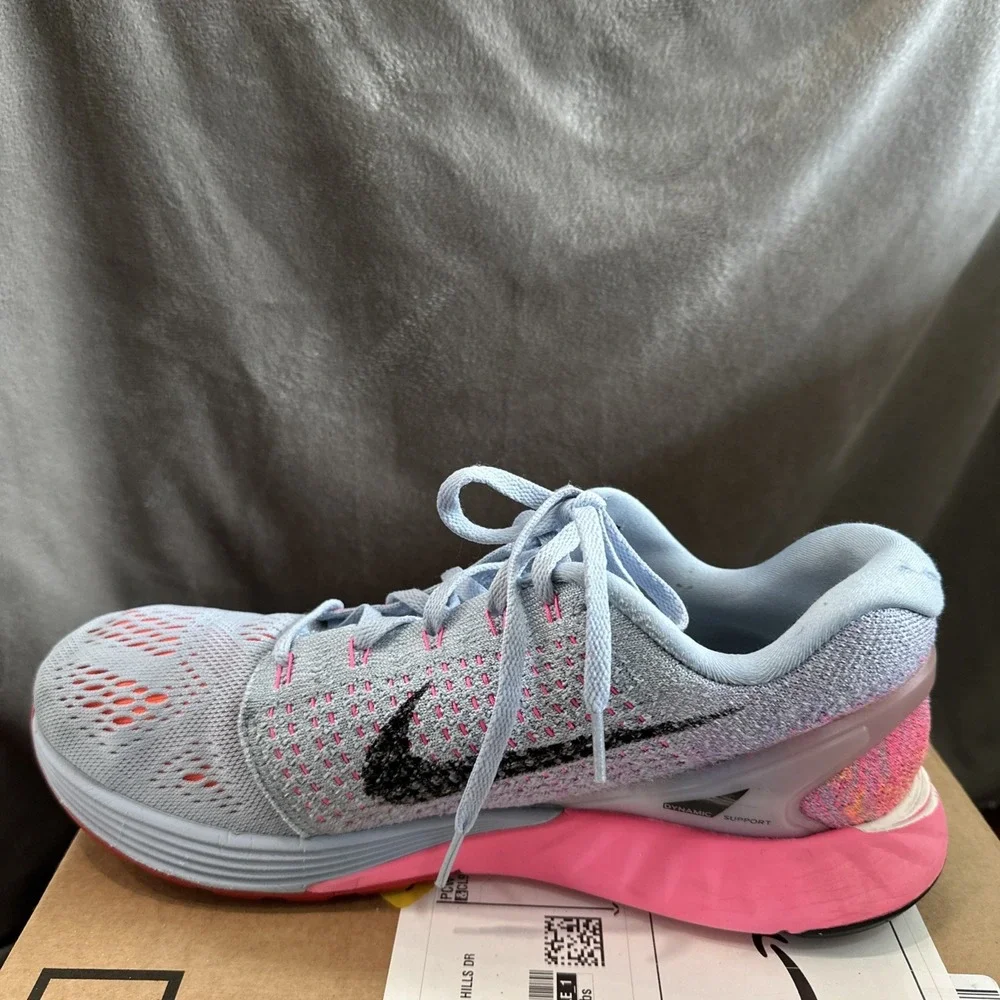 Nike LunarGlide 7 Running Shoes Women's Sz 9.5. Light Blue Pink Black Purple